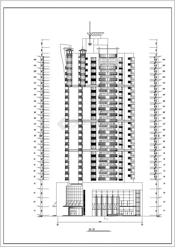 某地大型高层商住楼建筑设计图（共11张）-图一