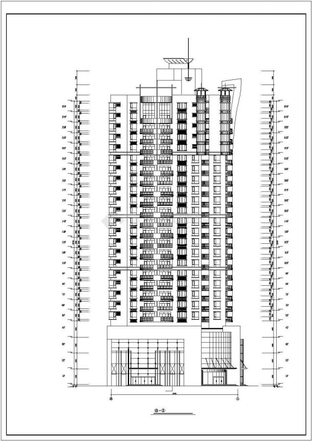 某地大型高层商住楼建筑设计图（共11张）-图二