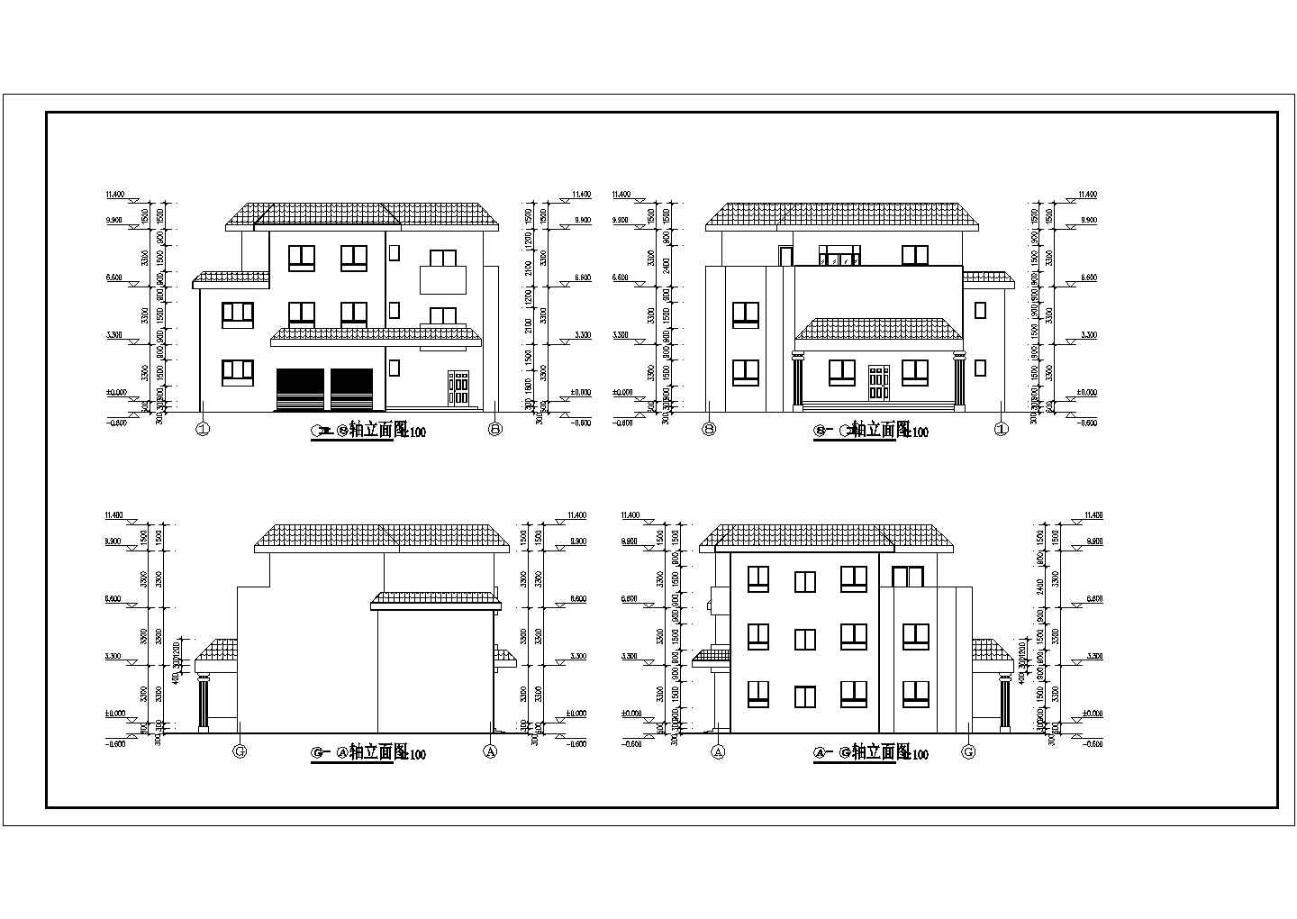 西部地区三层框架结构别墅建筑设计方案图
