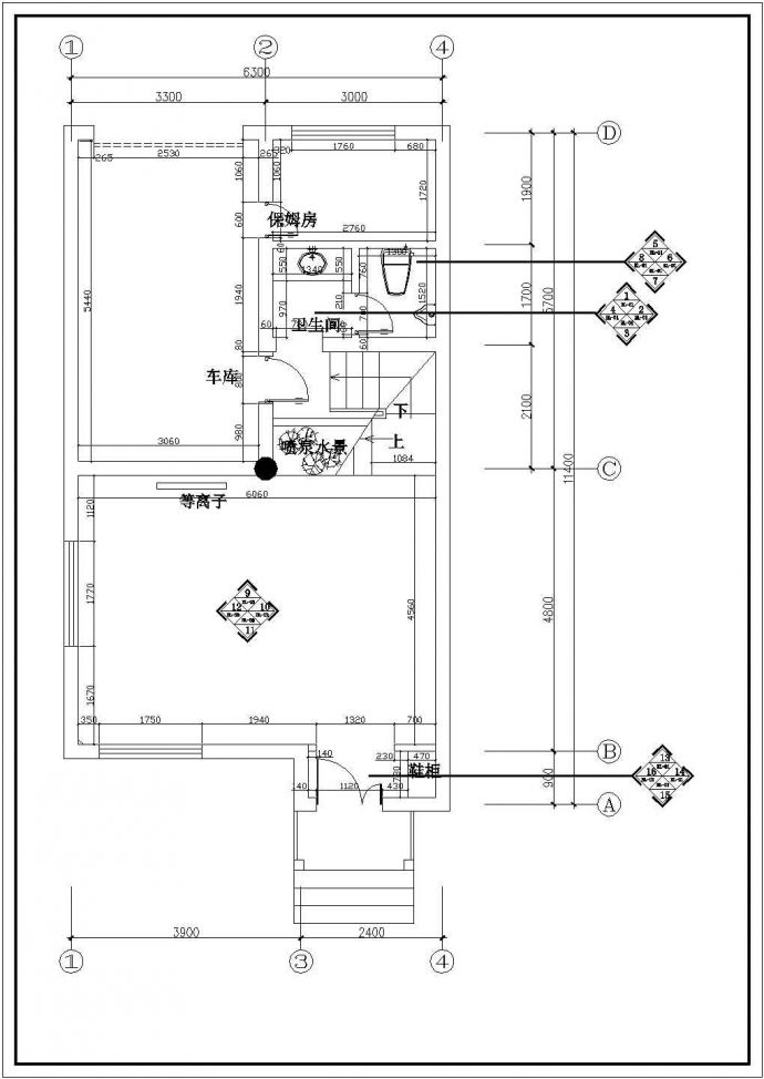 某地大型别墅装修设计图（共15张）_图1
