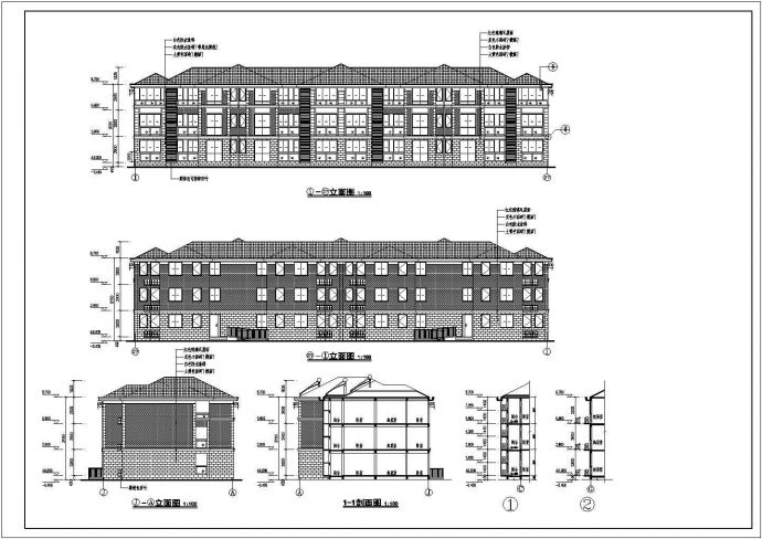 某地三层框架结构住宅楼建筑设计方案图_图1