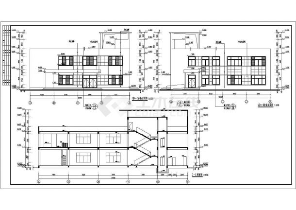 某地二层框架结构食堂建筑设计施工图-图二
