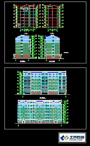 住宅建筑多层立面图_图1