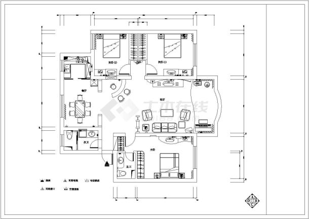简单小型的别墅装修设计施工CAD图纸-图二