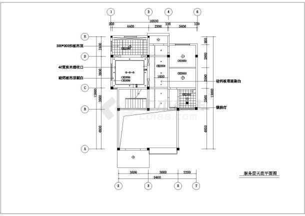 某军干楼别墅室内装修施工CAD图纸-图二