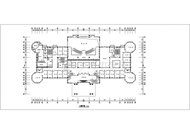 某欧式对称酒店建筑设计平立剖面CAD方案图图纸-图二