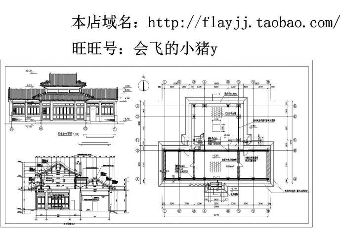 长22.76米 宽18.11米 一层古建筑厅楼设计施工图_图1