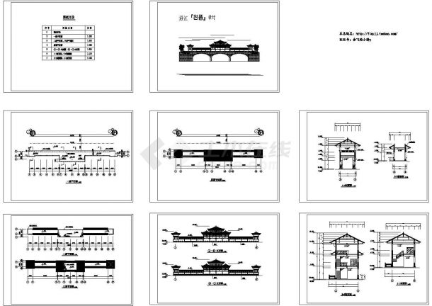 长83米 宽7.8米 一层沿江廊桥古建筑设计施工图-图一