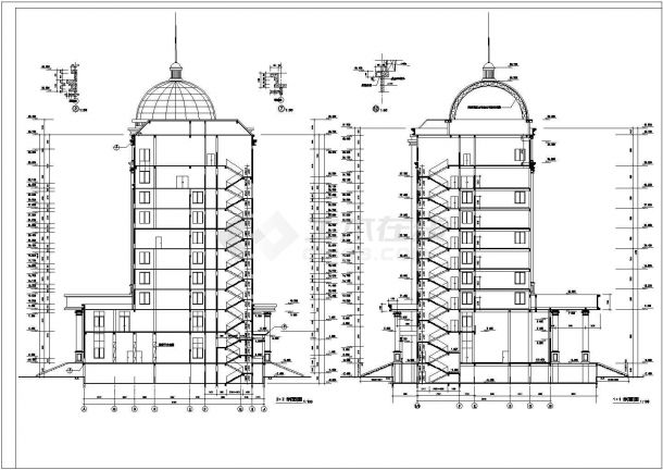 某地大型全套办公楼建筑设计图（标注详细）-图一