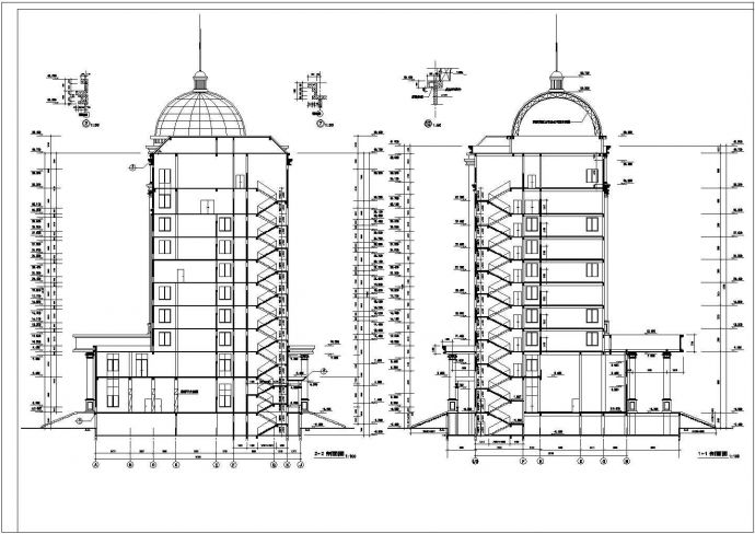 某地大型全套办公楼建筑设计图（标注详细）_图1