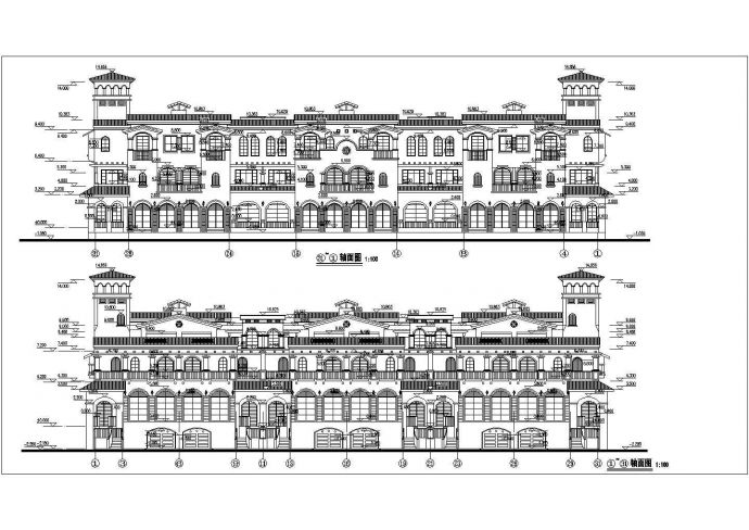 某地三层西式联排别墅建筑设方案图_图1