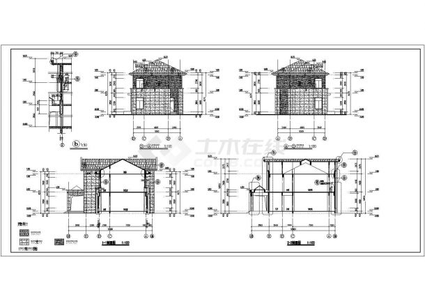南方某地两层框架结构会所建筑设计施工图纸-图二