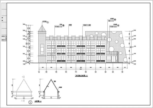 某县三层框架结构幼儿园建筑设计方案图-图一