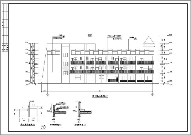 某县三层框架结构幼儿园建筑设计方案图-图二