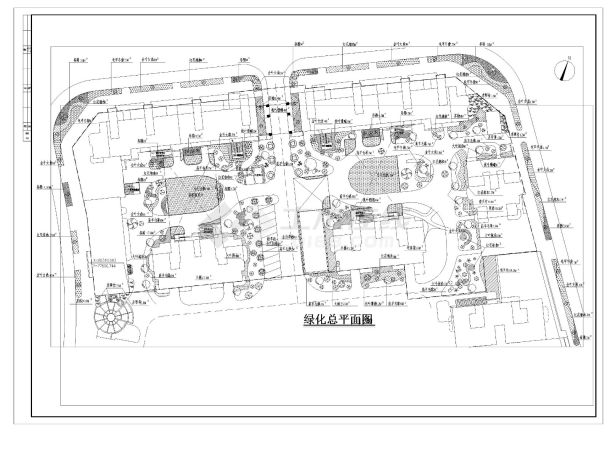 某地市湖墅家园绿化总平面图-图一