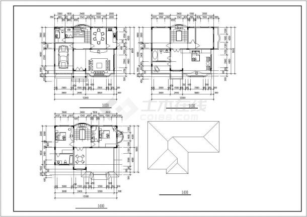 某地小型多层别墅建筑设计图（共2张）-图一