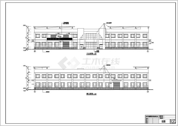 湖南省某地两层框架结构检测楼建筑设计方案图纸-图一