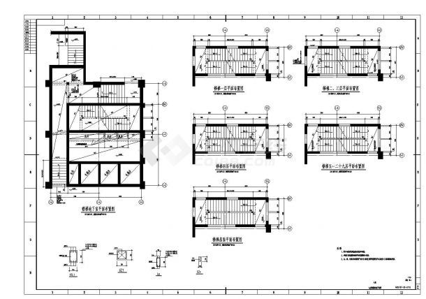 某城市框剪结构楼梯节点构造设计CAD参考详图-图一