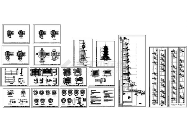 某地七层古塔建筑设计CAD施工图(含设计说明）-图一