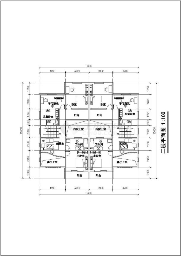 摸多层住宅建筑总体平面图（标注详实）-图二