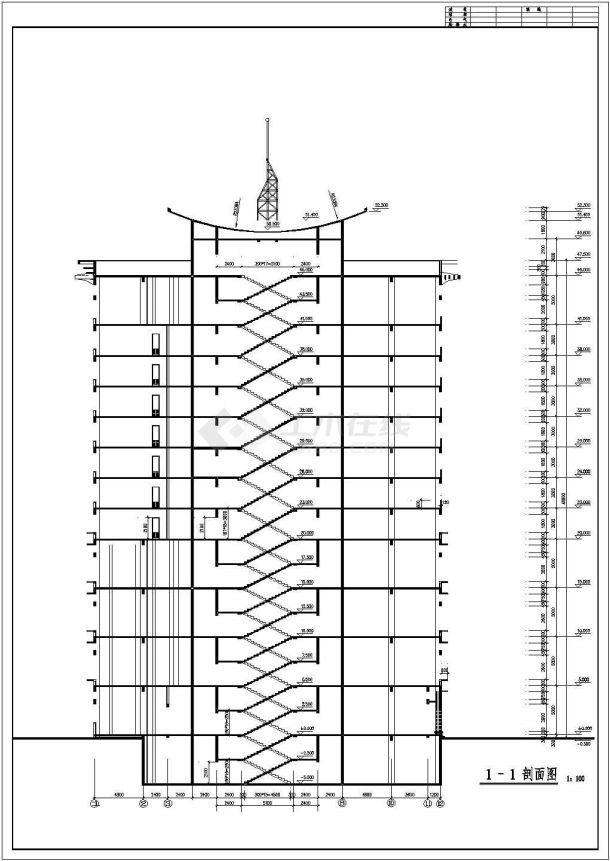 某地区地下一层地上十二层框架结构酒店大厦建筑设计方案-图一