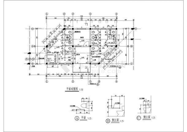 长12.24米 宽6.24米 1层景观公厕建筑图（含效果图7张）-图二