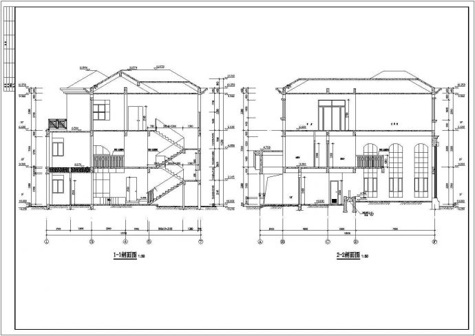 某小区三层独栋别墅建筑设计方案图_图1