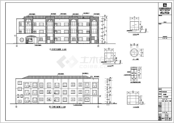 某乡村三层框架结构幼儿园建筑设计施工图-图一