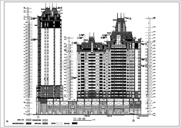 某地剪力墙结构欧式百米点式高层住宅楼建筑施工图-图一