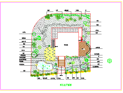 某地山庄别墅绿化景观布置总平面CAD图-图一