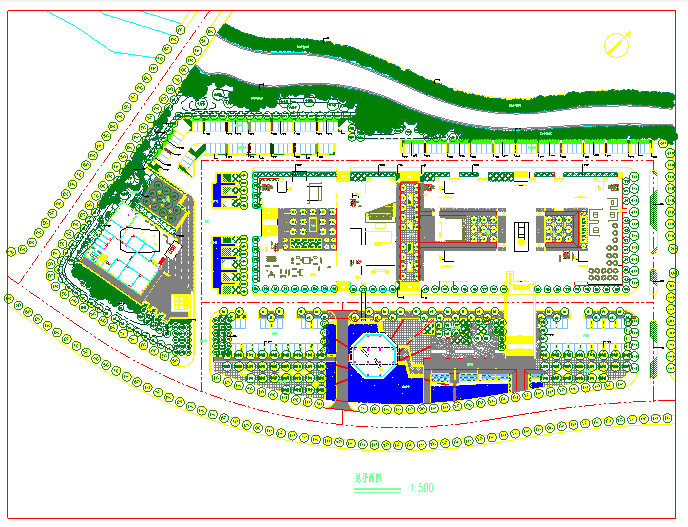 山东某行政中心景观绿化总平面CAD图_图1