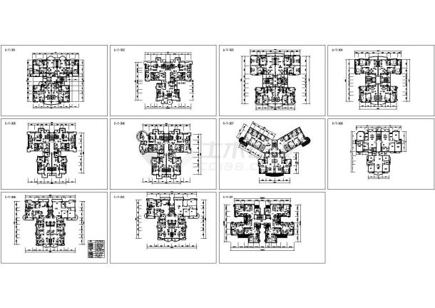 塔式住宅户型建筑设计CAD施工图-图一