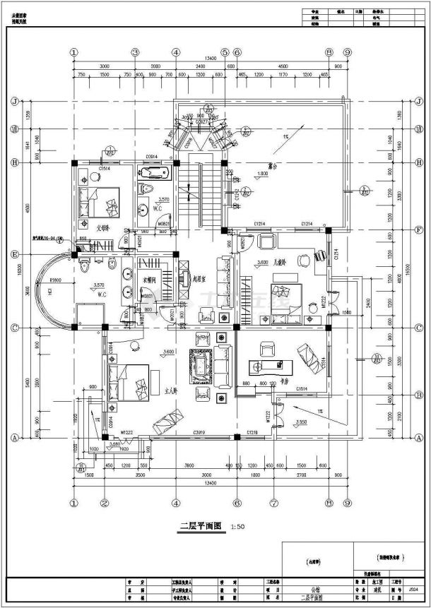 独栋别墅建筑设计施工图（共12张）-图二