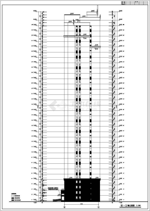 鄂州某地33层剪力墙结构高层住宅建筑设计施工图-图二