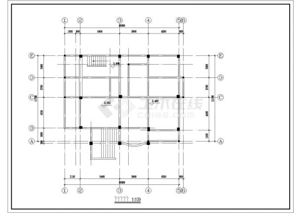 一套大型的错层别墅建筑结构施工图纸-图二