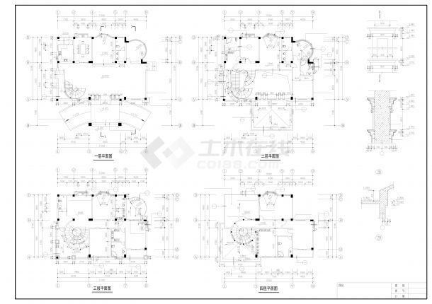 私人自建4层独栋别墅建筑设计施工图-图一