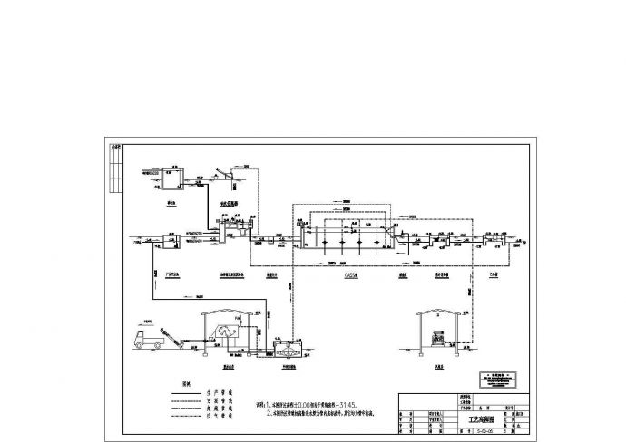 河南某15000吨/天规模污水处理厂工艺设计cad施工图纸（含设计说明）_图1