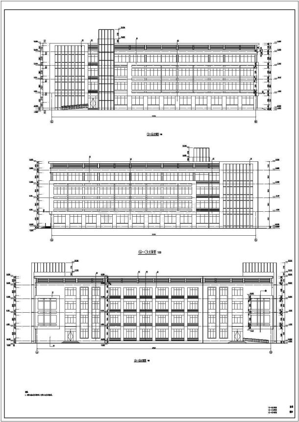 某中学地上四层框架结构教学楼建筑施工图-图一