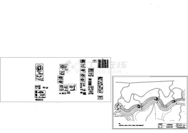 江南水乡水渠与步行桥设计CAD图纸-图一