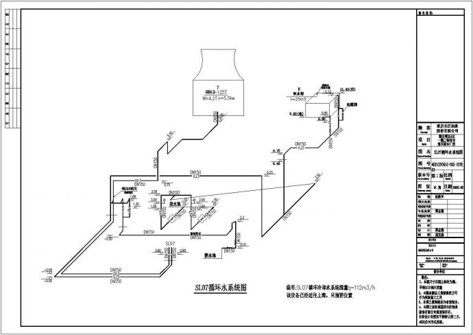 某厂房冷却循环水系统图及生产给排水平面图_图1