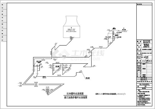 某厂房冷却循环水系统图及生产给排水平面图-图二