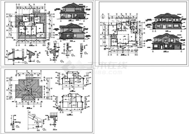 砖混结构别墅设计cad图，共3张-图一