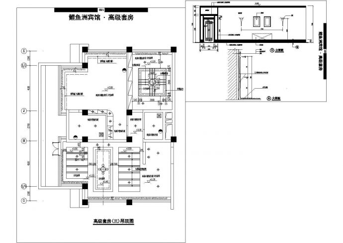 某地豪华宾馆高级套房建筑设计图（标注详细）_图1