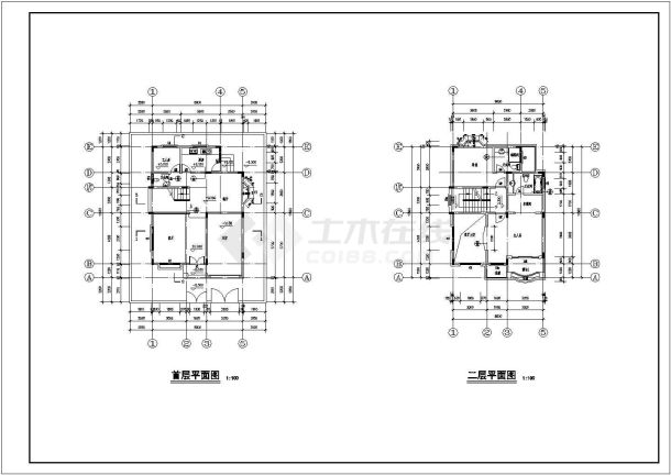 某地区大型三层别墅建筑施工图（共12张）-图一