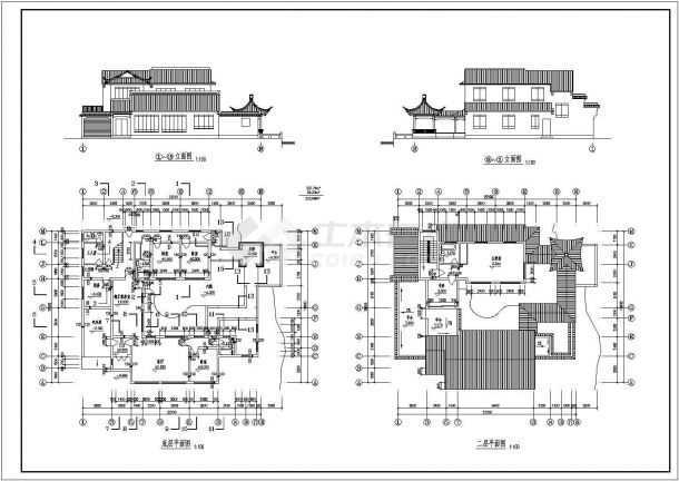 某地三套古建别墅建筑施工图（共10张）-图一