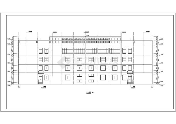 某市四层框架结构中学图书馆建筑设计施工图-图二