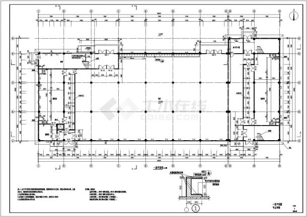 某学校三层框架结构食堂建筑设计方案图-图二
