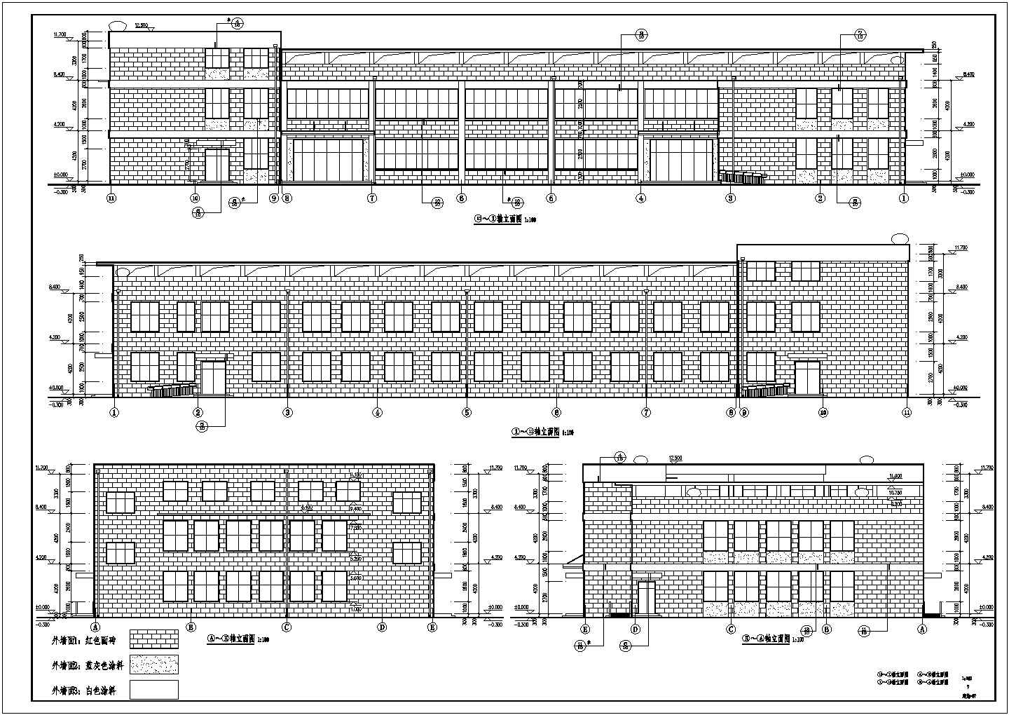 某学校三层框架结构食堂建筑设计方案图