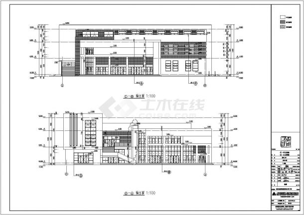 江苏某学校三层框架结构食堂建筑设计施工图-图一