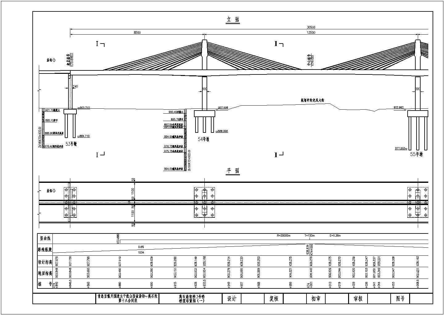 系双塔离石高架桥3号特大桥梁设计施工图